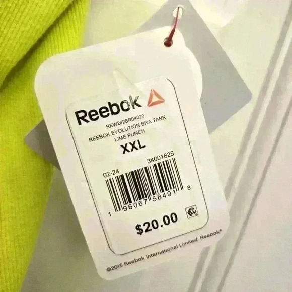 SET of 2, Reebok Evolution Knit Skort & Bra Tank Lime Punch,Size XXL - Picture 6 of 7